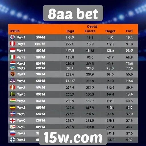 Comparativo de odds em diferentes jogos no 8aa bet